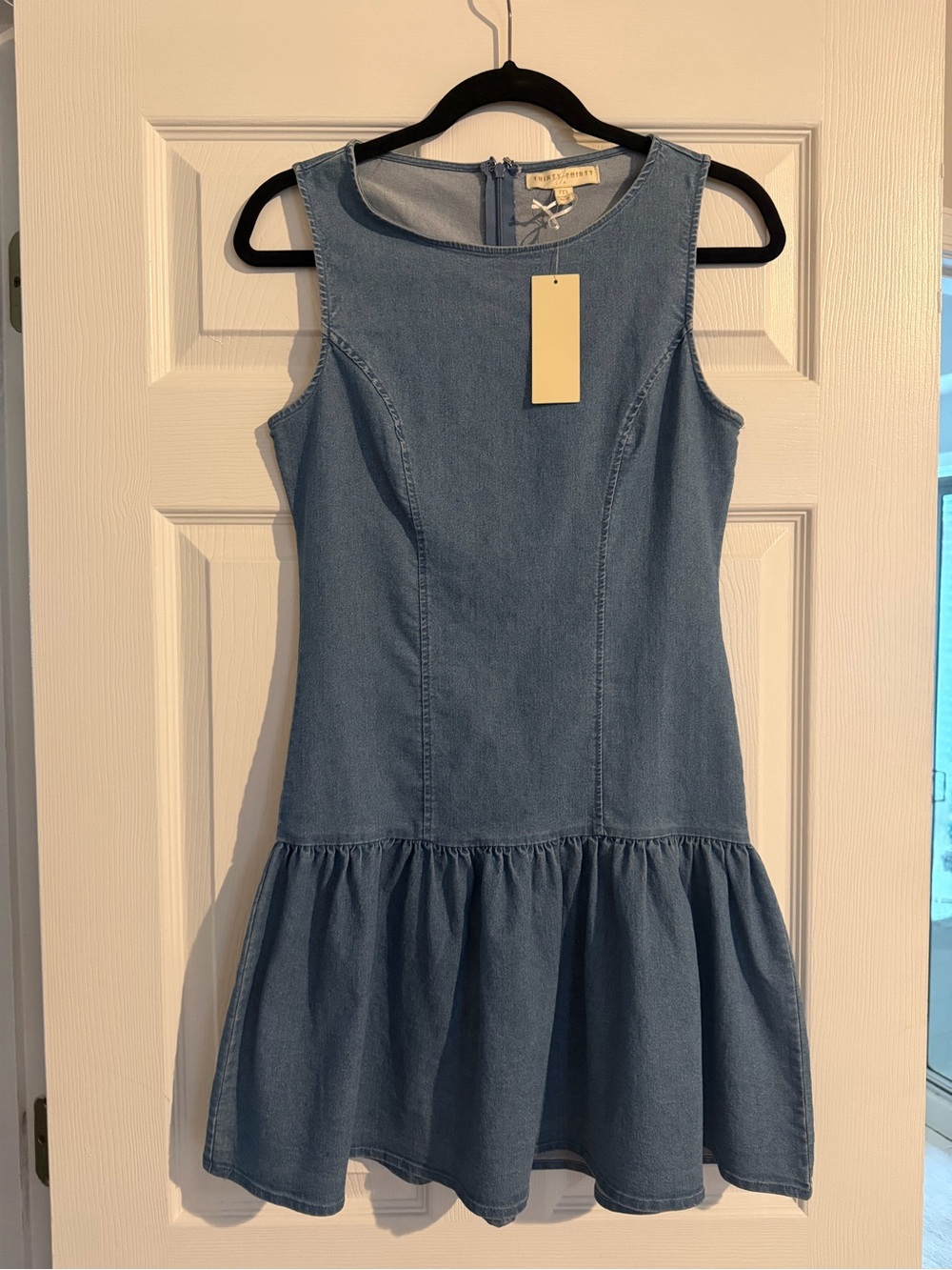 Sleeveless Light Blue Denim Mini Dress